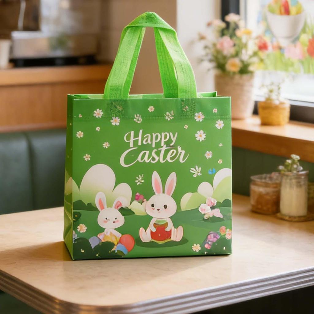 1/5Pcs Easter Tote Bags Colorful Handheld Gift Bunny Egg Bag Non-woven Home Decorations Supplies Packaging Shopping Bag