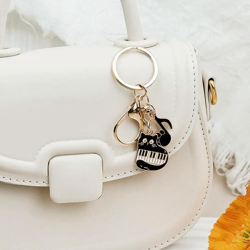 1PC Car Key Chains Creative Cat Keychain Handbag Charm Alloy Guitar for Women Music Note Pendant Keyring Musical Piano