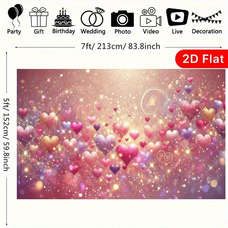 2D Romantic Shiny Hearts Backdrop for Wedding Photoshoot