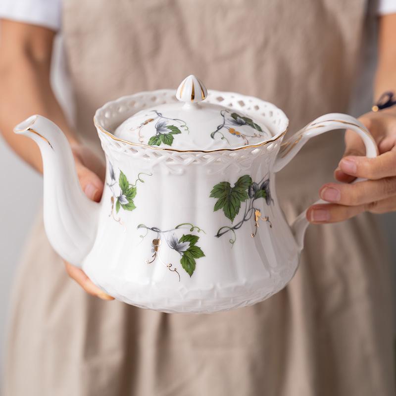 French Hollow Out Ceramic Cup Saucer Set British Style Teapot Afternoon Tea Elegant Drinkware Household Goods
