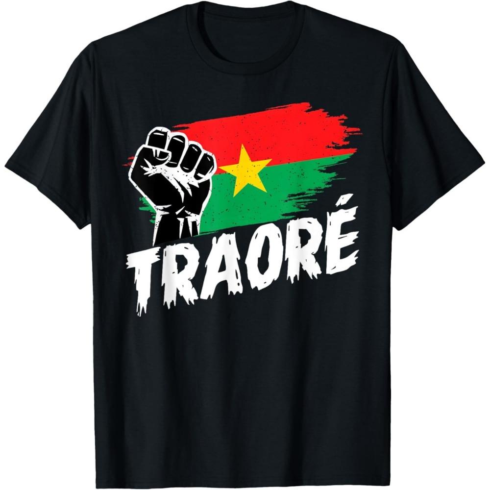 Burkina Faso- Ibrahim Traoré/ Thomas Sankara Burkina Faso Flag African T-Shirt Casual for Daily Wear and Casual Outings