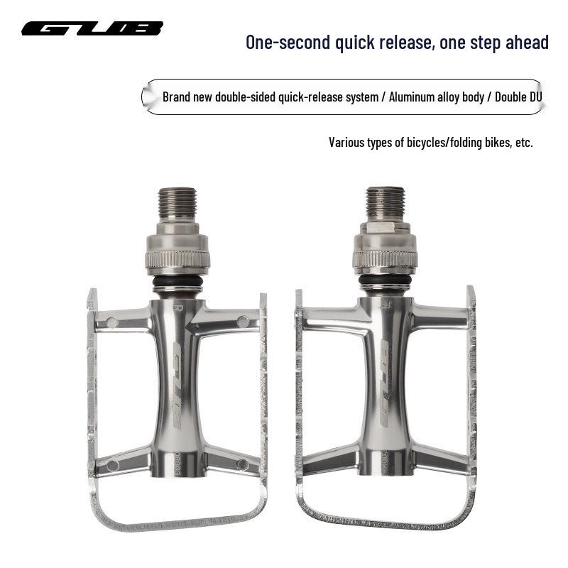 GUB QR-003 Double-Sided Quick Release Lightweight Aluminum Folding Bike Pedals with Three Bearings.