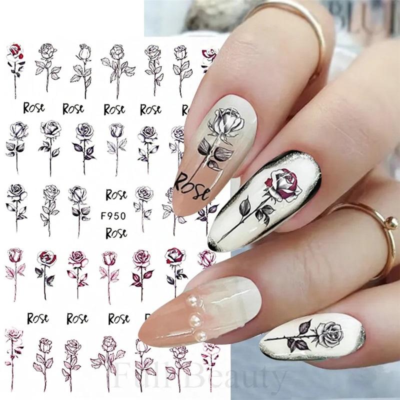 New Nail Art Stickers European and American Ghost Festival Dark Butterfly Bloodthirsty Rose Skull Zombie Nail Decal