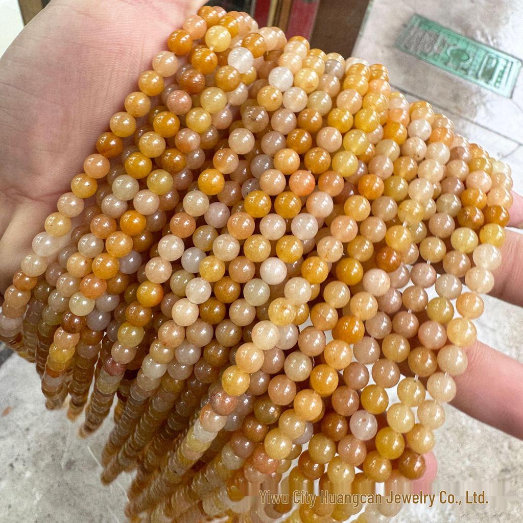 Natural Yellow Aventurine Round Loose Beads for DIY Jewelry and Chalcedony Necklace Crafting