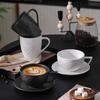 European Marble Pattern Ceramic Coffee Mug and Saucer Black and White Latte Cup Exquisite Afternoon Tea Flower Tea Cup Milk Mug