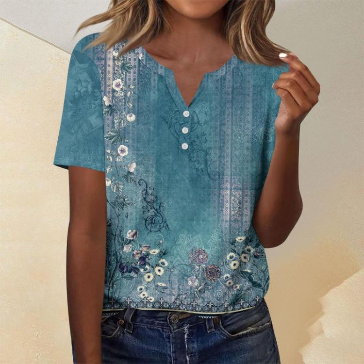 Women's Casual Floral Print Short Sleeve Fashion Top