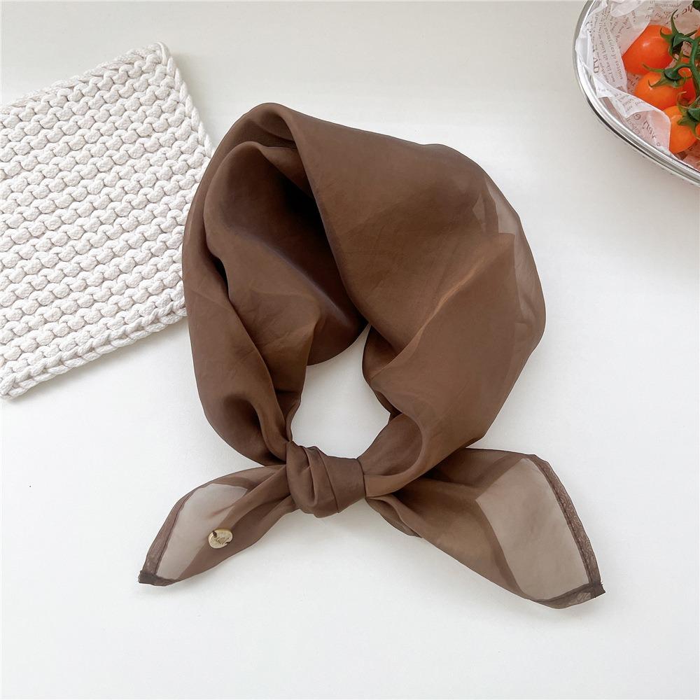 Transparent Cotton Linen Scarves Solid Color Square Handkerchief Small Square Scarf  Beach