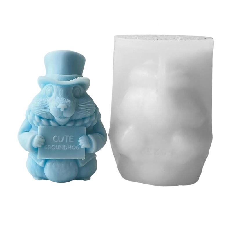 Easy Releasing Silicone Mold Crafting Groundhog Statues Moulds Candle Silicone Molds Suitable for Various Materials