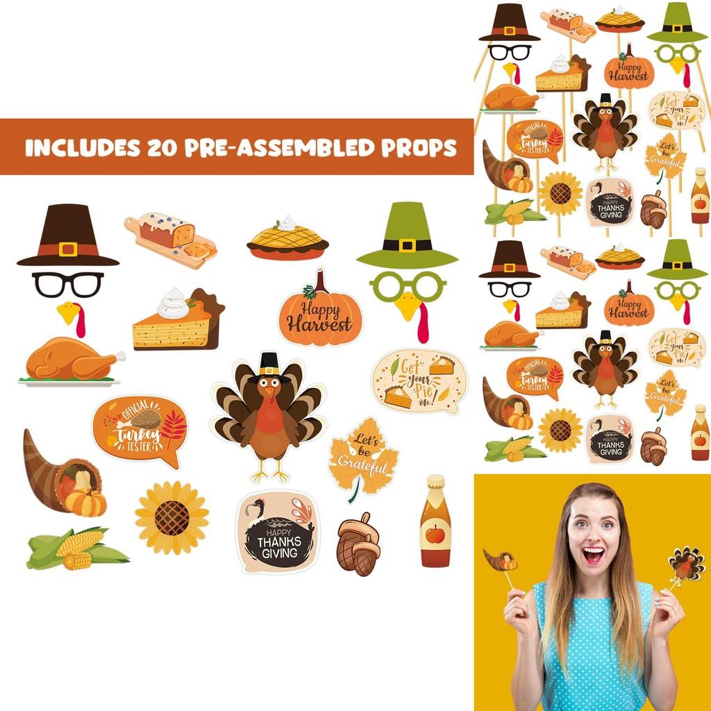 Festive Turkey Themed Photo Props For Thanksgiving Day Celebration Party Supplies