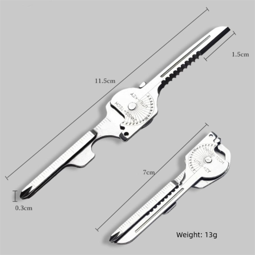 Portable Multi-Tool Keychain Stainless Steel 8-in-1 Survival Folding Tool Kit Multi-Function Design Folding Bottle Opener