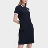 FILA Logo Embroidered Polo Neck Fashion Casual Knitted Short Sleeve Dress Women Dresses Black F11W328311ABK
