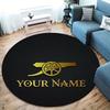 Arsenal F Benutzerdefinierter Name Runder Teppich, Teppich für Wohnzimmer Schlafzimmer Sofa Spielzimmer Dekoration, Rutschfeste Fußmatte