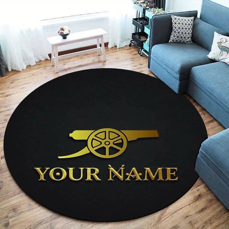 Arsenal F Benutzerdefinierter Name Runder Teppich, Teppich für Wohnzimmer Schlafzimmer Sofa Spielzimmer Dekoration, Rutschfeste Fußmatte