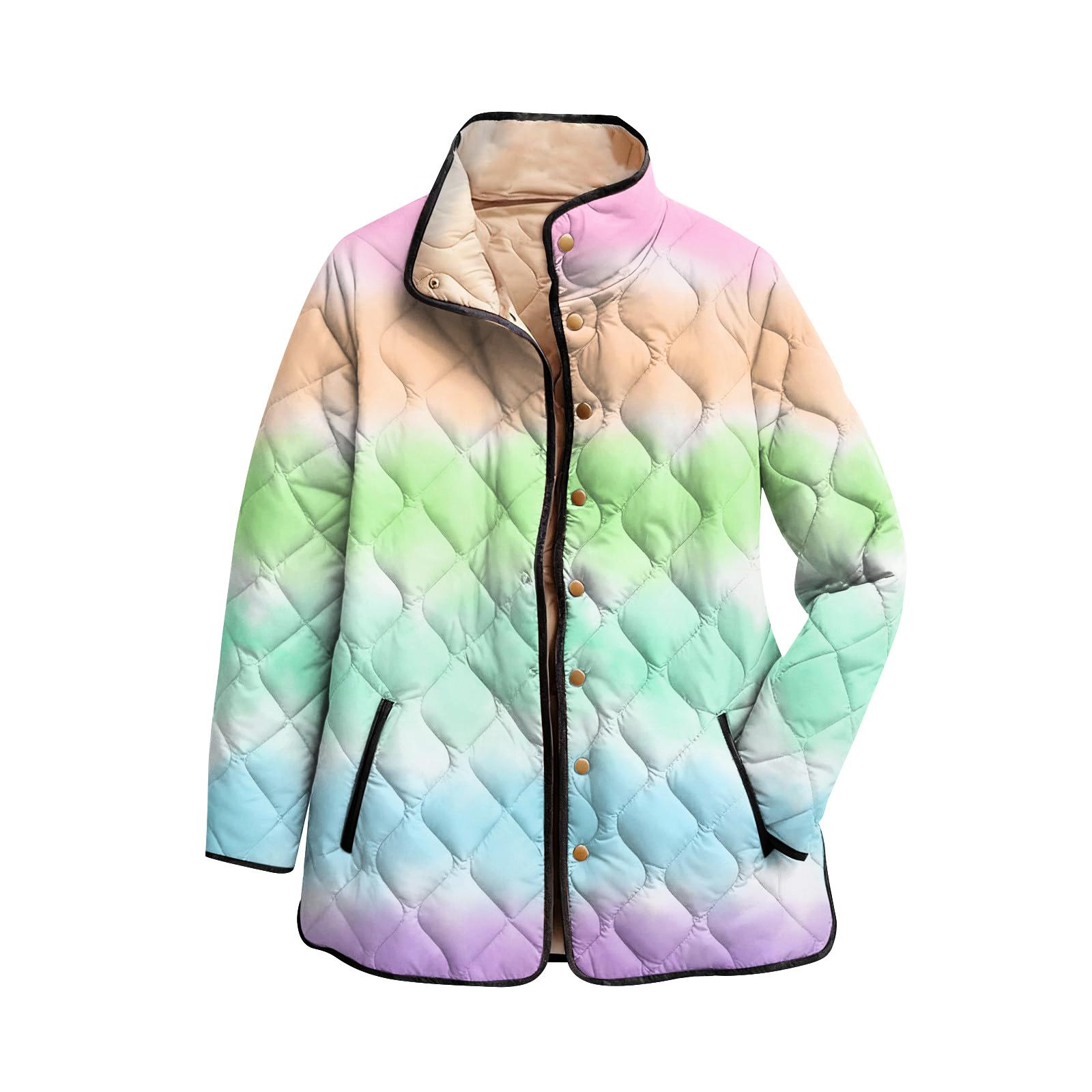 

Женская хлопковая куртка с градиентным принтом, воротником-стойкой, плиссировкой, длинными рукавами и застежкой на пуговицы XXL