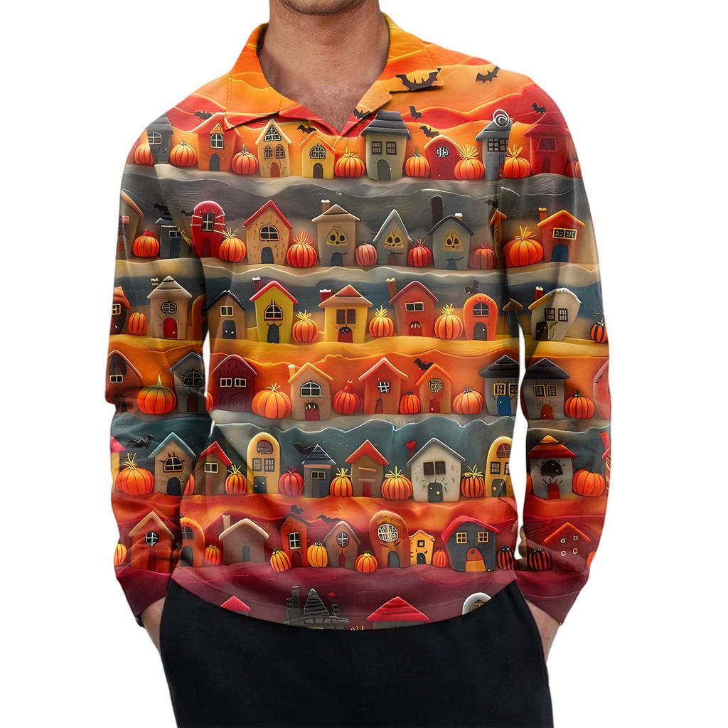 Men's Casual Retro Small V-neck Long-sleeved Top