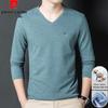 Pierre Cardin Men's V-Neck Ice Silk Long Sleeve T-Shirt