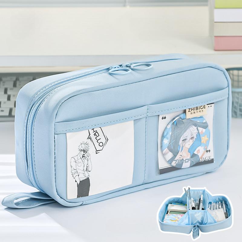 Transparent Pencil Bag with Large Capacity Volcano Shape Convenient for Storing Rulers Pens Memos Can Fit on a 180° Flat Desk