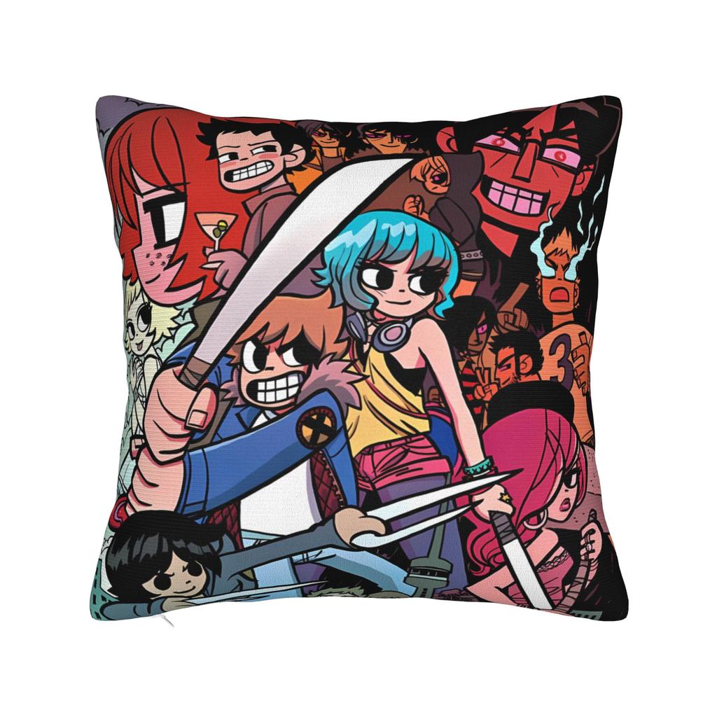 Scott Pilgrim Group Battle Pillow Case Square Pillow Cover Cute Funny Cushion Cover For Sofa Bedroom Home Decor