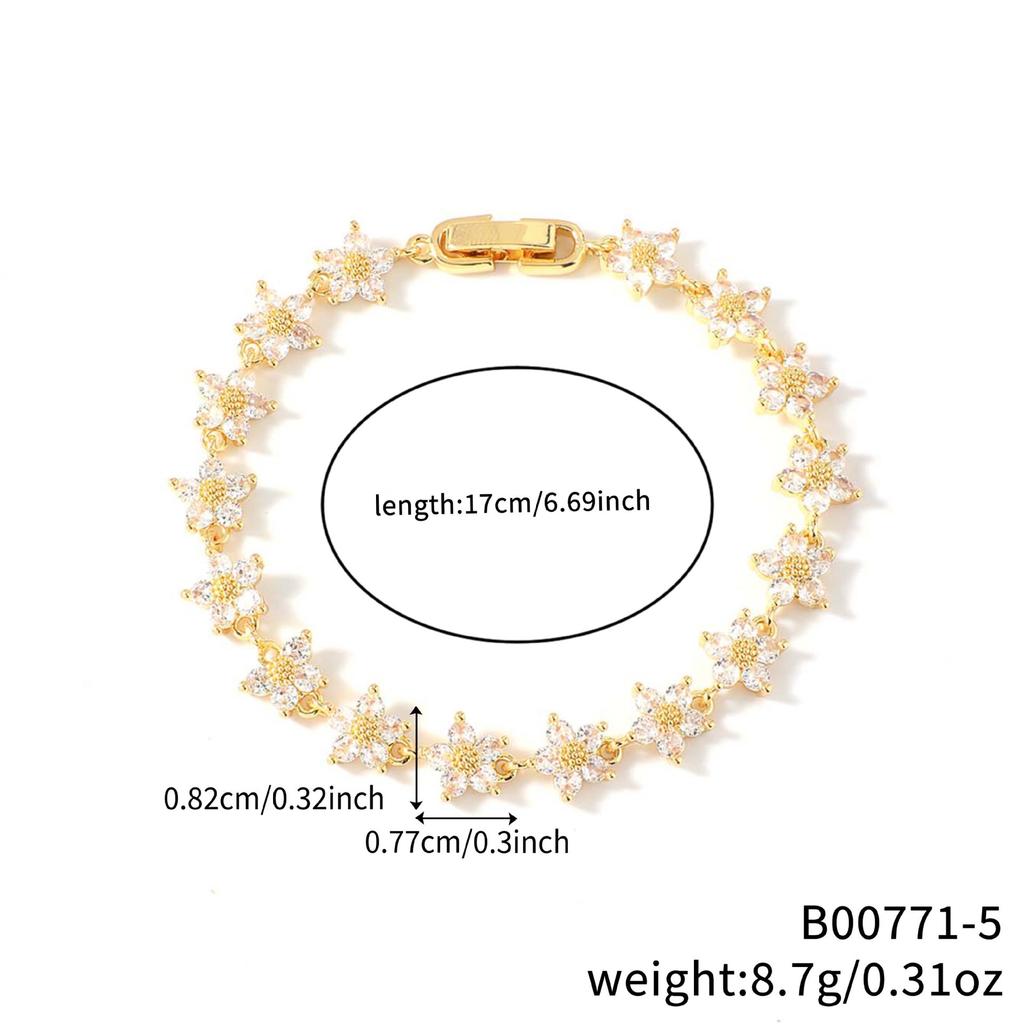 Fashion Five-leaf Flower Diamond Bracelet European and American Ins Style Light Luxury Niche Five-leaf Flower Full Diamond Jewelry