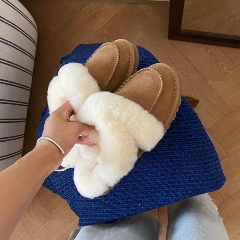 

2025 autumn and winter new Mao Mao slippers women wear fur integrated home silent pink casual versatile Mao slippers 35 верблюд