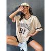 Los Angeles Number 91 TShirt For Men Women Summer Oversized V-neck Tee Harajuku Trend Short Sleeve Female Streetwear Tops Unisex