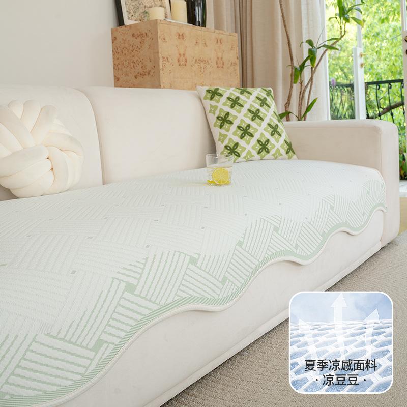 New Summer Non-Slip And Cool Sofa Cushion Modern Simple Special-Shaped Straight Row Seat Cushion Non-Slip Ice Silk Sofa Cover