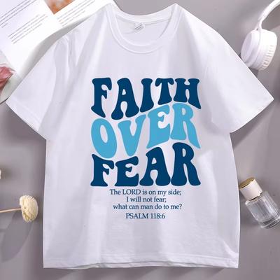 Faith Over Fear T Shirt Christian Bible Verse Tee Jesus Tshirt Trendy Religious Cotton Short Sleeve Tshirts Streetwear Tops