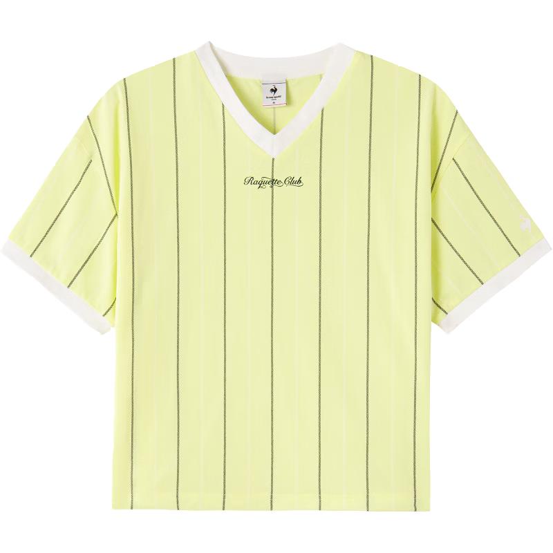 

Le Coq Sportif Women s V-Neck Anti-Bacterial Striped Tennis T-Shirt XL