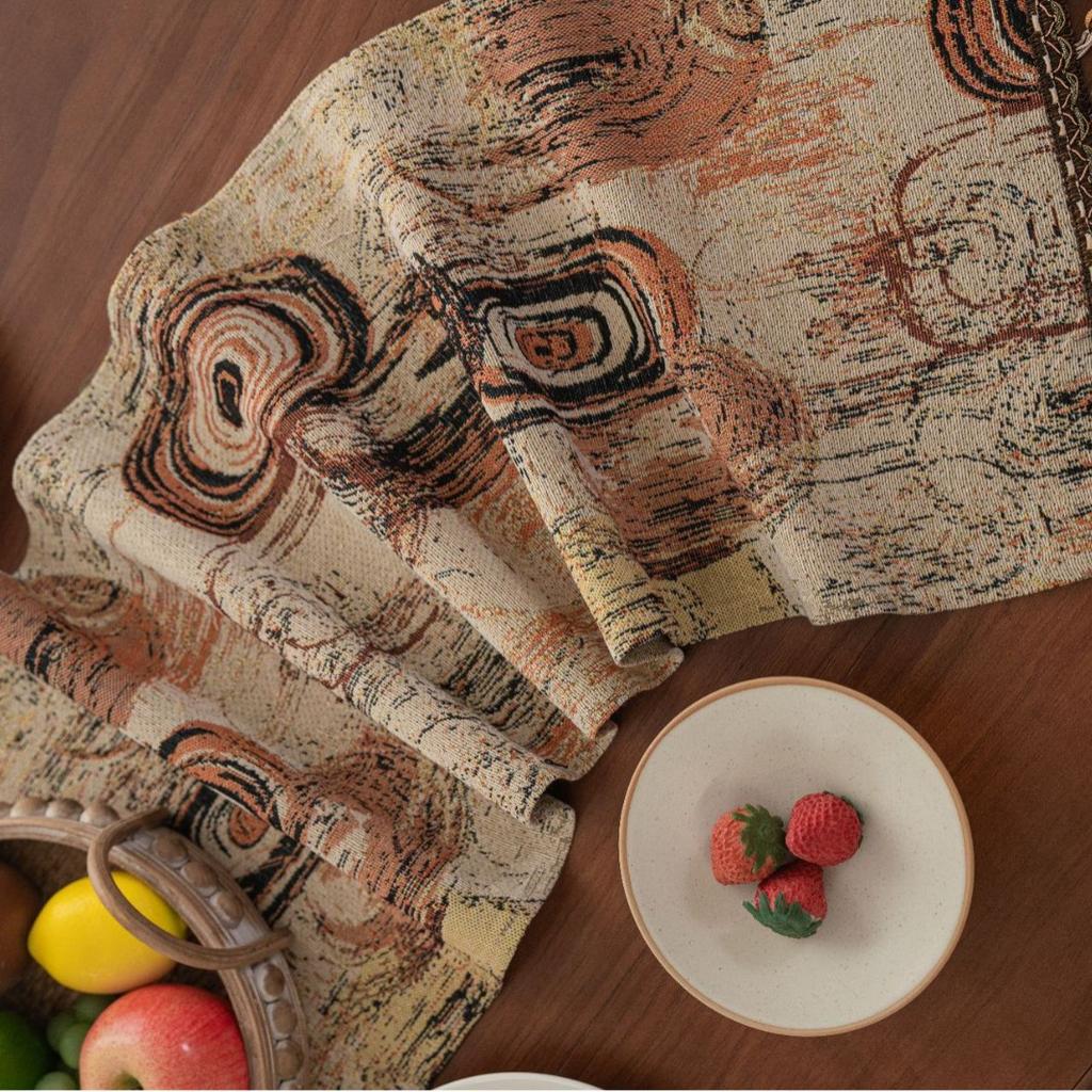 Nordic Jacquard Coffee Annual Ring Table Flag Fringed Tea Flag Dinner Flag Long Strip Thickened