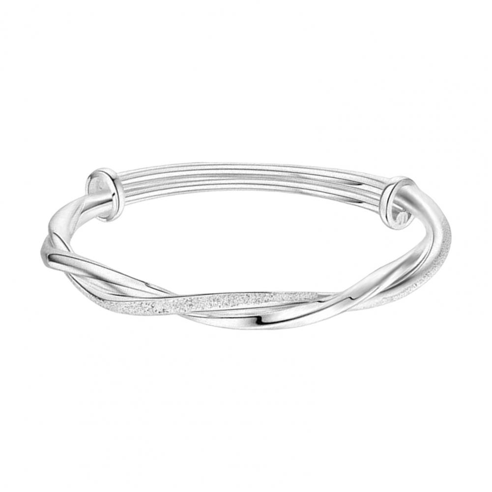 

Подарок на выпускной, элегантный витой браслет в китайском стиле из серебра для женщин, регулируемые украшения на запястье из сплава с гладким покрытием серебряный