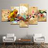 Canvas Painting Parrot abstract multicolor 5 Pieces Wall Art Painting Modular Wallpapers Poster Print for living room Home Decor