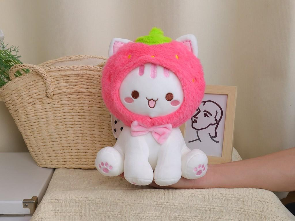 Shark Frog Strawberry Octopus Sitting Cat Plush Toy Stuffed Birthday Kid Gift