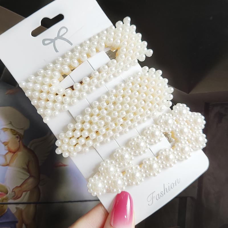 Pearl Hair Clip For Women Korean 3/4pcs Geometric Hairpins Set Hair Berrettes Girl Hairgrip Side Clip Hair Accessories