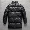 Top Layer Cowhide Warm Windproof Genuine Leather Long Thickened Down Jacket Stand Collar Casual Genuine Leather Large Size Jacket