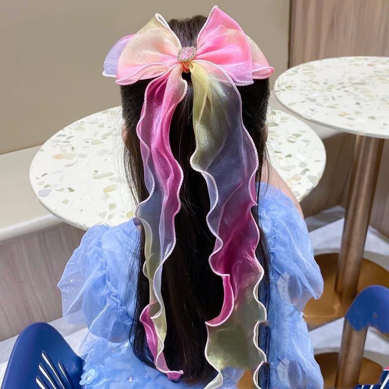 Headwear, Children's Ponytail, Ice and Snow Bow, Ribbon, Princess Mesh Hair Clip, Elsa Princess Braided Hair Accessory