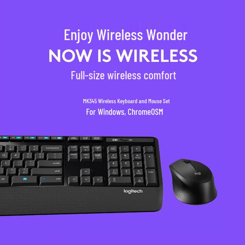 

Logitech MK345 Full-Size Wireless Keyboard and Mouse Combo