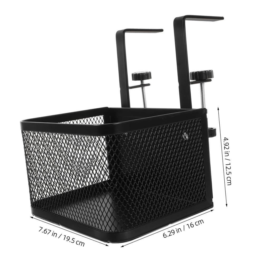 Housoutil Mesh Desk Easy Installation and Desk Storage Basket for Remote and Cable Small Office Storage Rack Clamp-on Tray, Damage-Free Storage,