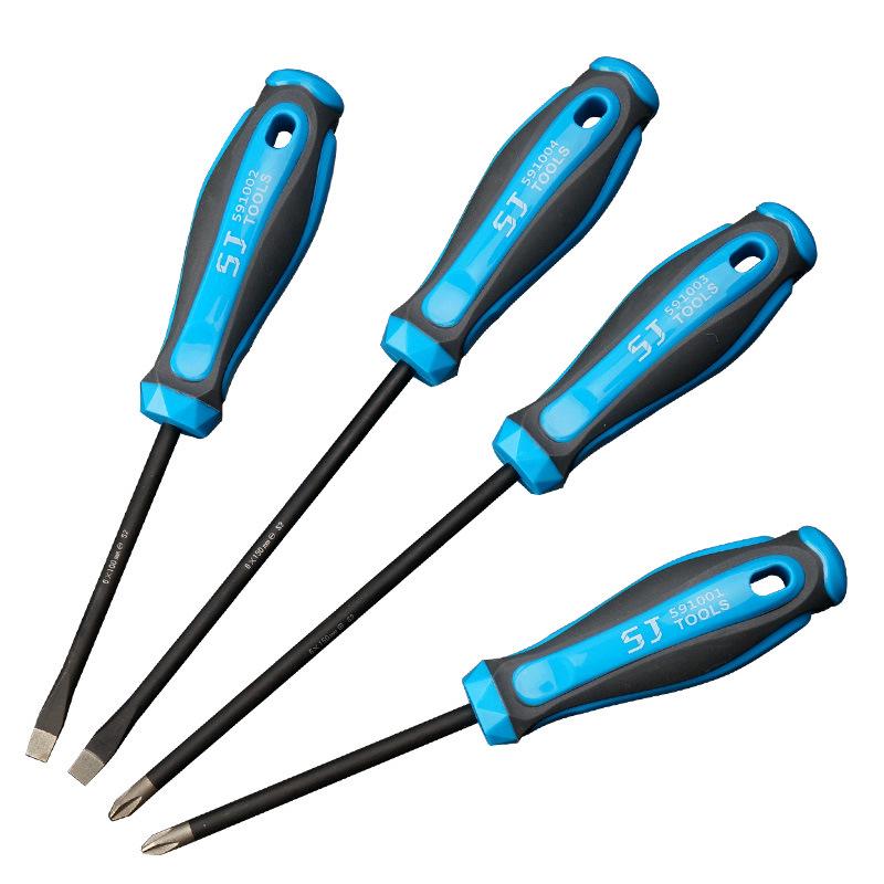Diamond Sand S2 Alloy Steel Screwdriver with Rubber-Plastic Handle, Flat & Phillips Head, Anti-Slip, Extended Length Phillips Screwdriver [6X100]