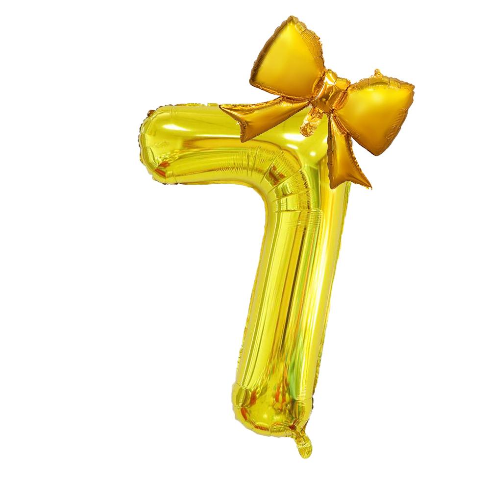 2Pcs 40Inch Gold Number Foil Balloon with Cute Bow Balloons For Kids Baby Girl 1st Birthday Party Decoration Favors Supplies