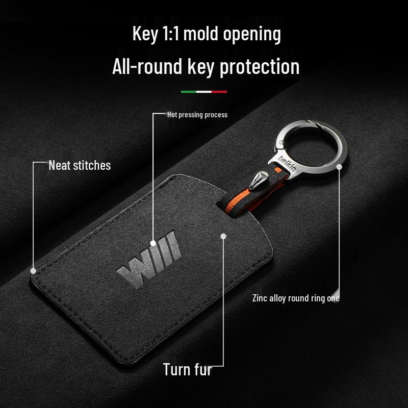 Compatible with BMW New 5 Series, 7 Series, 4 Series, X5, and X7 NFC Key: Suede Double Buckle Card Case.