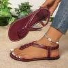 2025 summer new foreign trade large size woven women's shoes casual flat toe beach sandals slippers