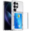 Samsung Galaxy S25 Ultra Transparent Flip Phone Case with Card Holder and Drop-proof Protection.