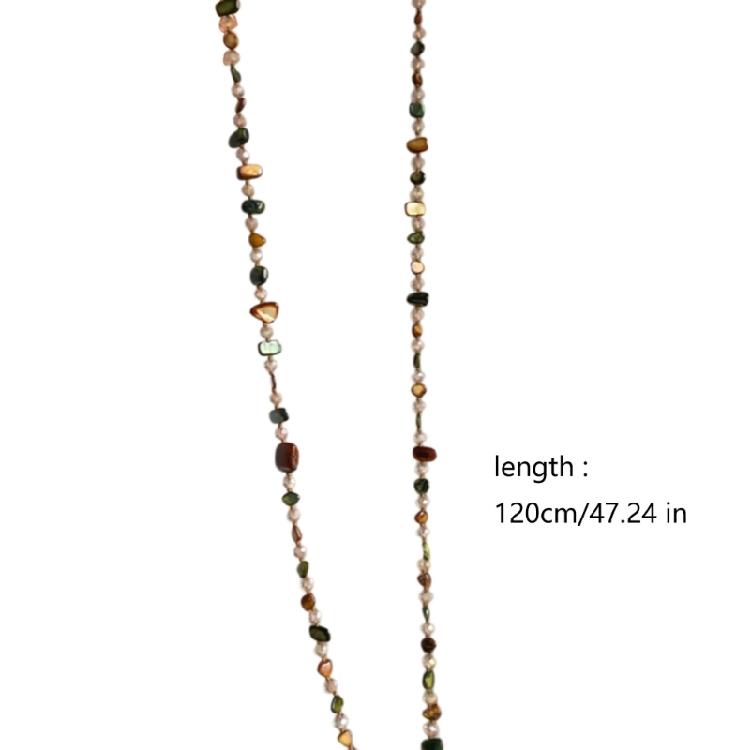 Collana Bohémienne con Perle di Conchiglia Naturale Design a Doppio Strato Leggero Catena per Clavicola da 120 cm Accessori Gioielli