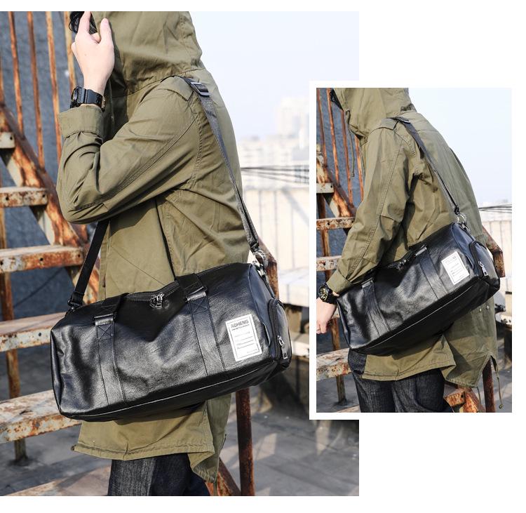 Αθλητική Τσάντα Γυμναστικής Unisex από PU Δέρμα με Χωρισμό Ξηρού/Υγρού για Ταξίδια Μικρών Αποστάσεων