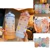 2000ml Large Capacity Drinking Bottle Sports Mug With Straw And Stickers For Outdoor Use