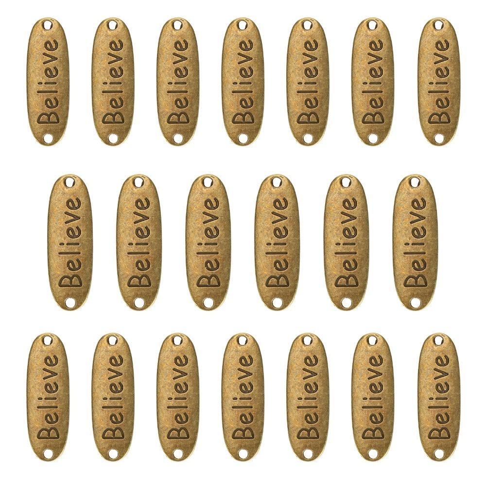 20pcs Bronze Tone Alloy Pendant Charms Rectangle Shape Message Pendants Word Charms For Crafts