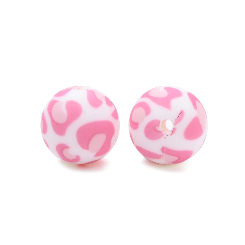 10Pcs 15mm Baby Infant Nipple Appeal Other Chain Clips Dummy Holder Nipple Accessories Pink Love Print Food Grade Silicone Beads