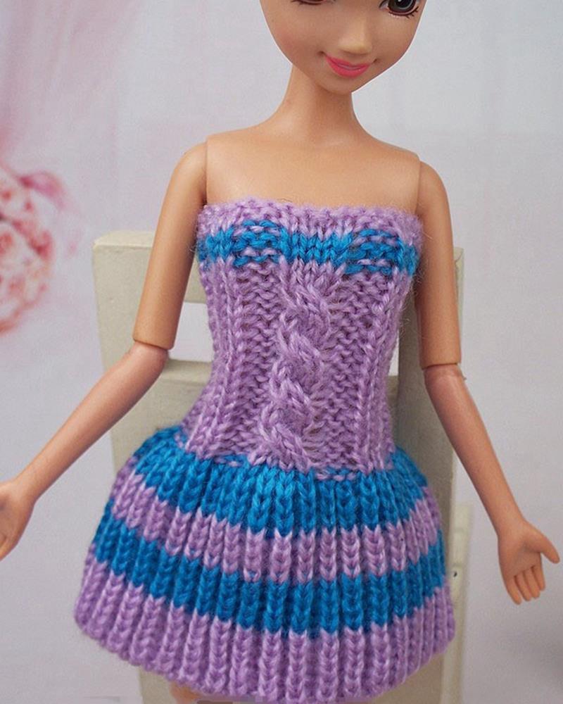 

Уникальные аксессуары для кукол Трикотаж Платья с открытыми плечами для кукольного домика Барби Цельное платье Одежда для куклы Блайз 1/6 BJD фиолетовый