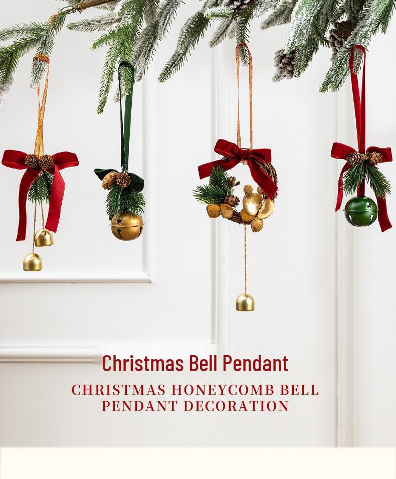 Christmas Red Velvet Bow Bell Pendant Tree Decoration
