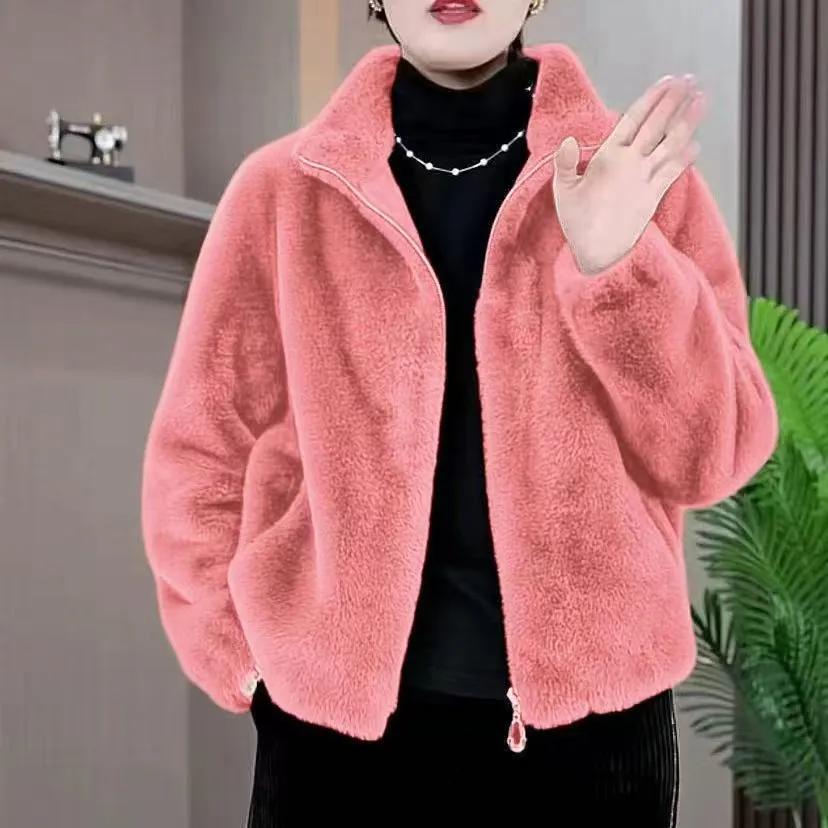 Damen Winter Doppelseitige Kurze Jacke Mittelalte Mutter Schlicht Elegant Warmes Oberteil